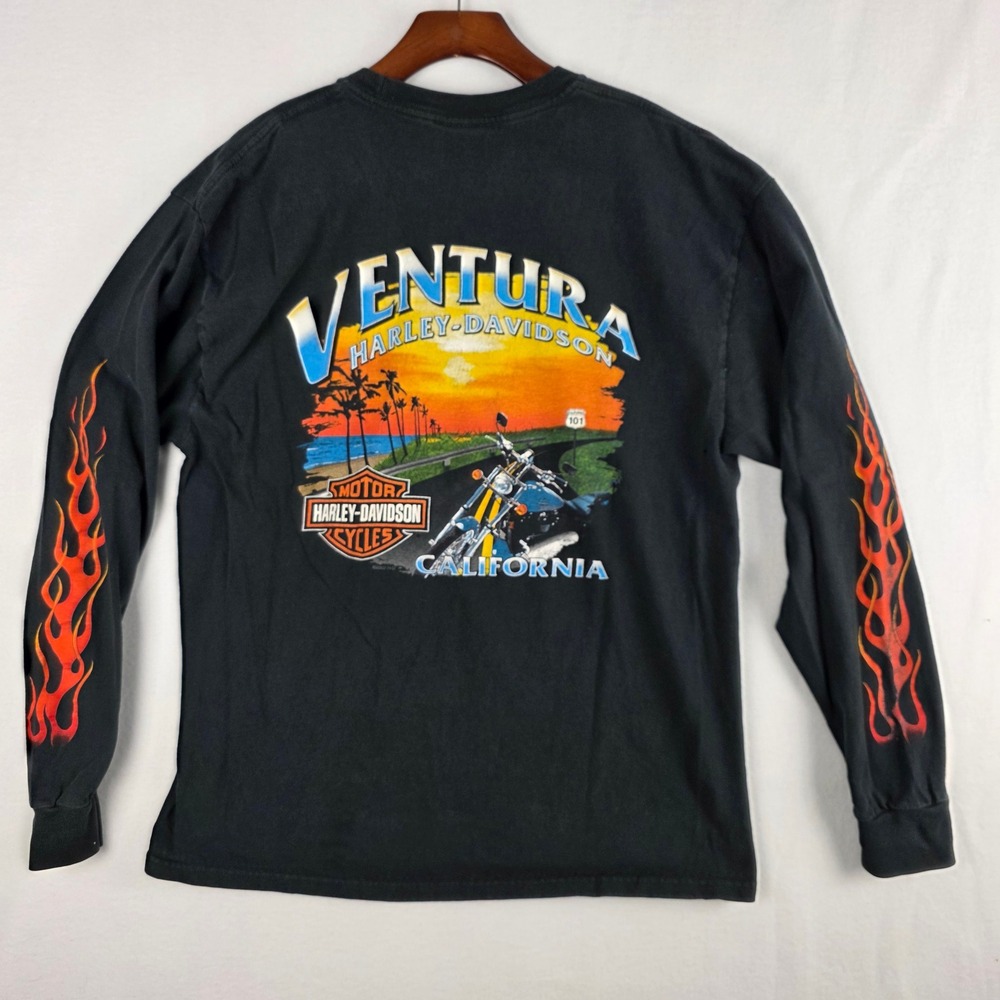 Harley-Davidson Men's Ventura California Flame Sleeve Graphic Black Shirt XL